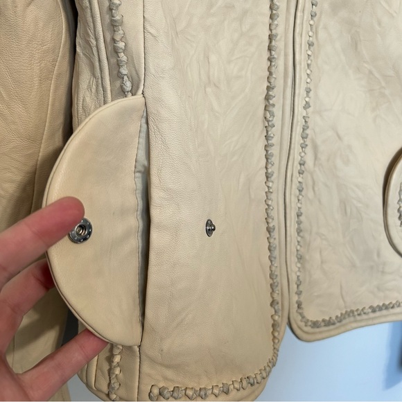 Munthe plus Simonsen Leather Jacket Sz 6 Cream - Picture 5 of 12